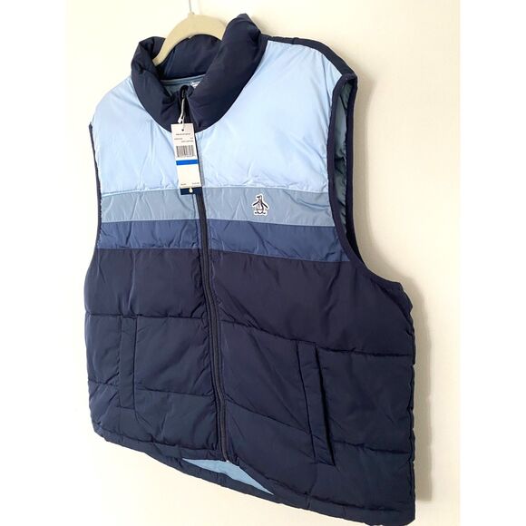 NWT Original Penguin Color Block Lightweight Puffer Vest Blue Pockets Sz XL - Picture 9 of 13